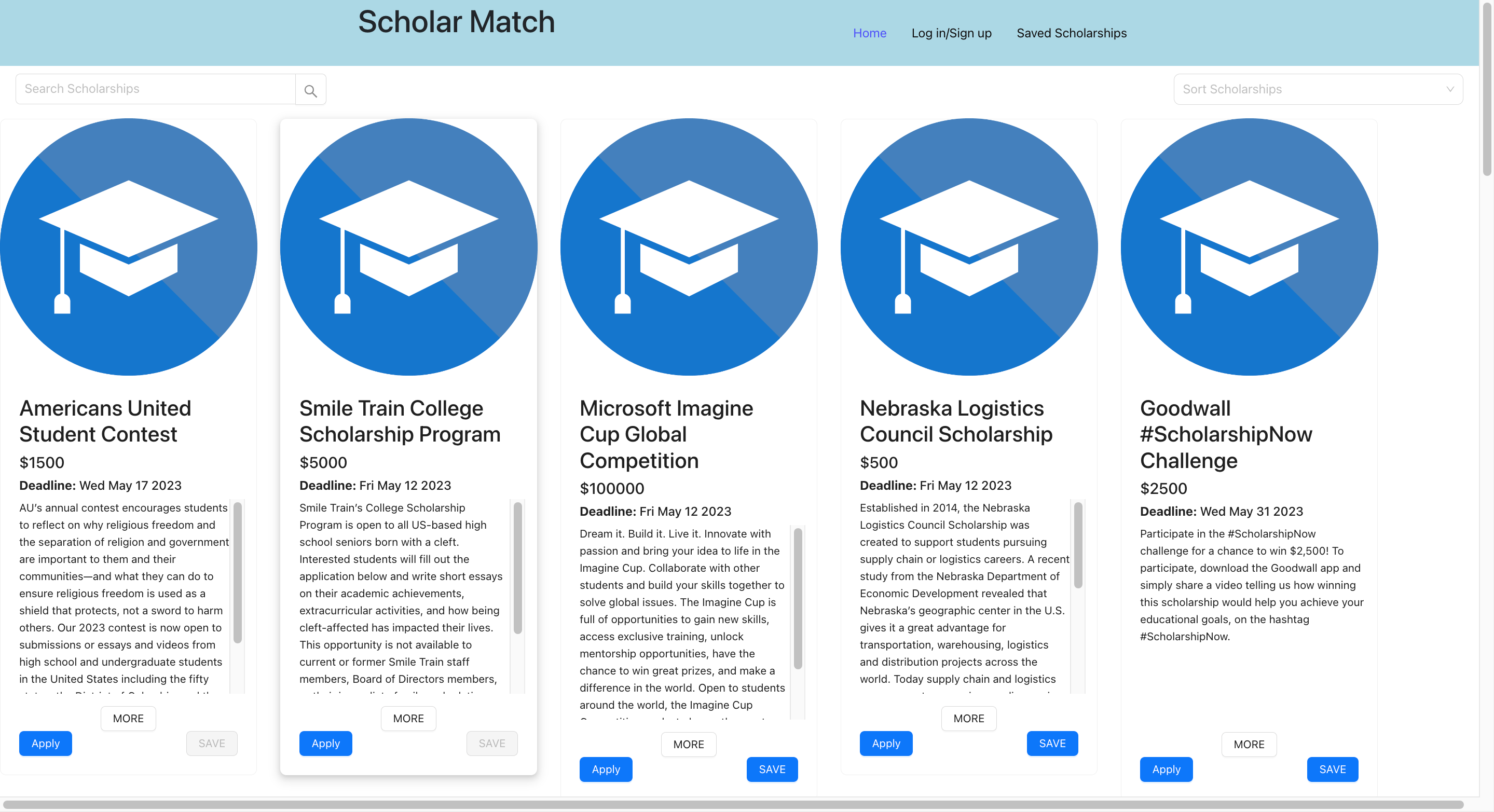 Scholar Match Home Screen